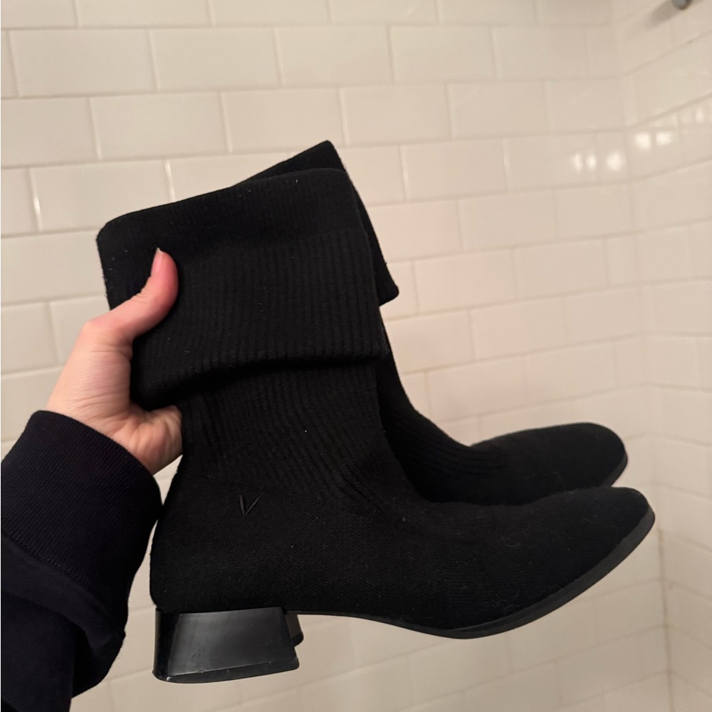 Black Adjustable Knit Boots - Over the Knee or Ankle